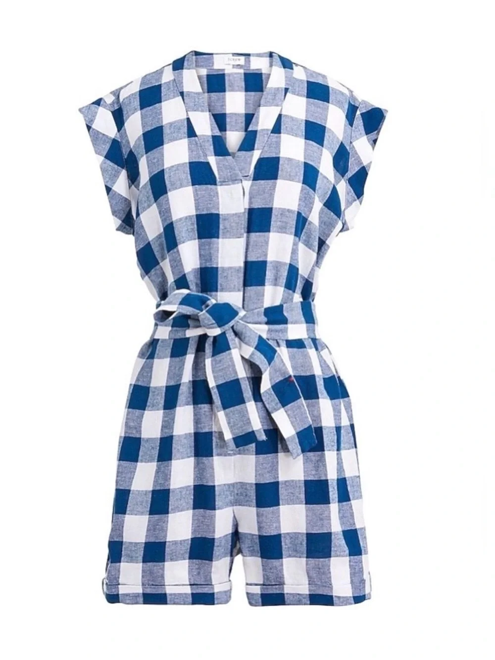 J. Crew Blue and White Gingham Romper